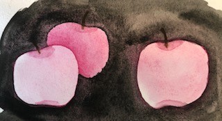 Akvarell äpplen negativt måleri